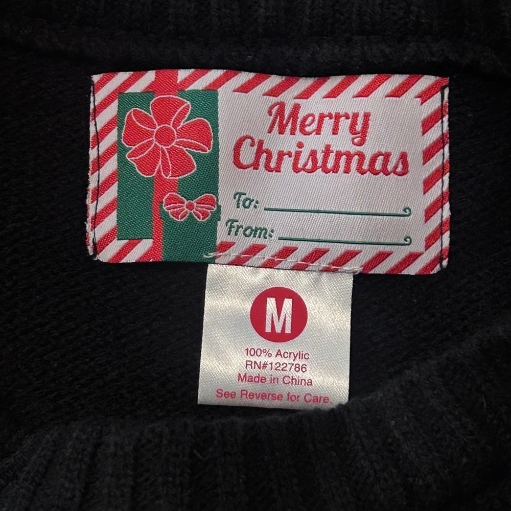 Christmas Sweater Stretchy Holiday Cozy Party Medium Black Light-Up - Picture 4 of 8